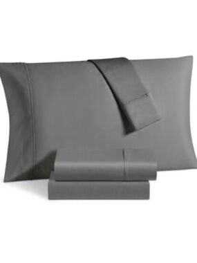 Aspen Solid Sateen 1000 Thread Count 6 Pc. Sheet Set King Bedding|Grey|